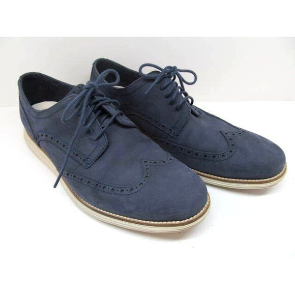 Cole Haan Grand OS Dark Blue Oxford Wingtip Lace Up Shoes Size 10.5 M - Picture 1 of 10